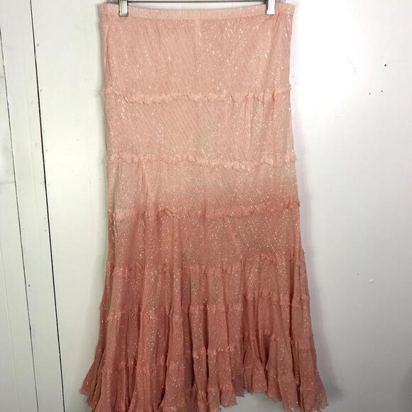 Baby Love Skirt Womens L Tiered Hem Ombré Fairy Maxi Flowy Girly Femme Boho - Picture 2 of 9